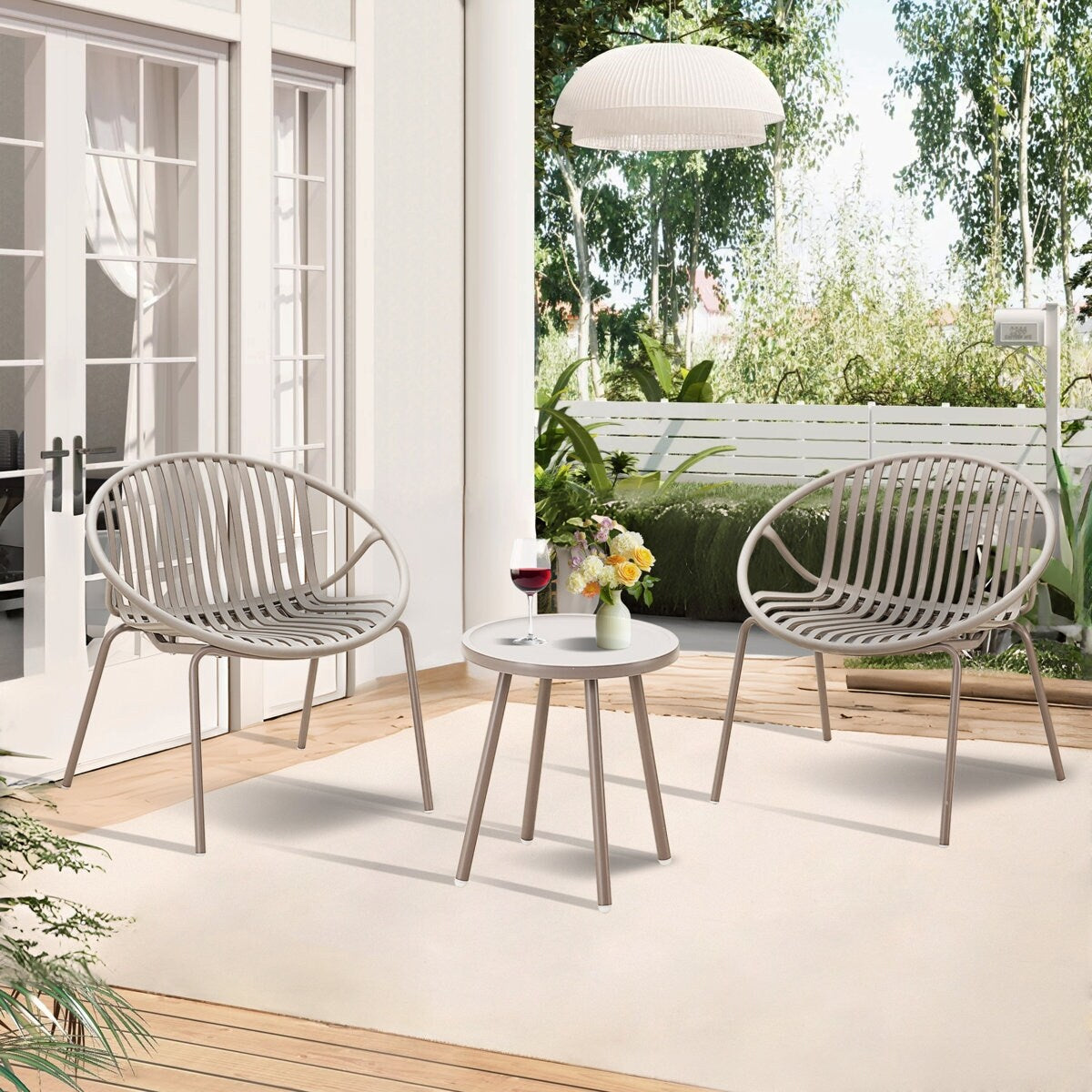 Ensemble de meubles de jardin Werph 3 pièces, mobilier d'extérieur avec table bistro et chaises de jardin, lot de 2