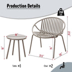 Ensemble de meubles de jardin Werph 3 pièces, mobilier d'extérieur avec table bistro et chaises de jardin, lot de 2