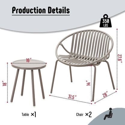 Ensemble de meubles de jardin Werph 3 pièces, mobilier d'extérieur avec table bistro et chaises de jardin, lot de 2