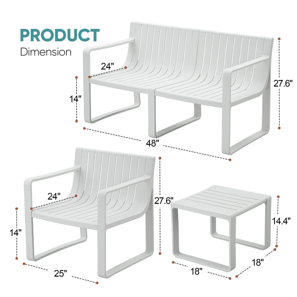 Ensemble de meubles de jardin Werph pour 4 personnes, table et chaises de jardin