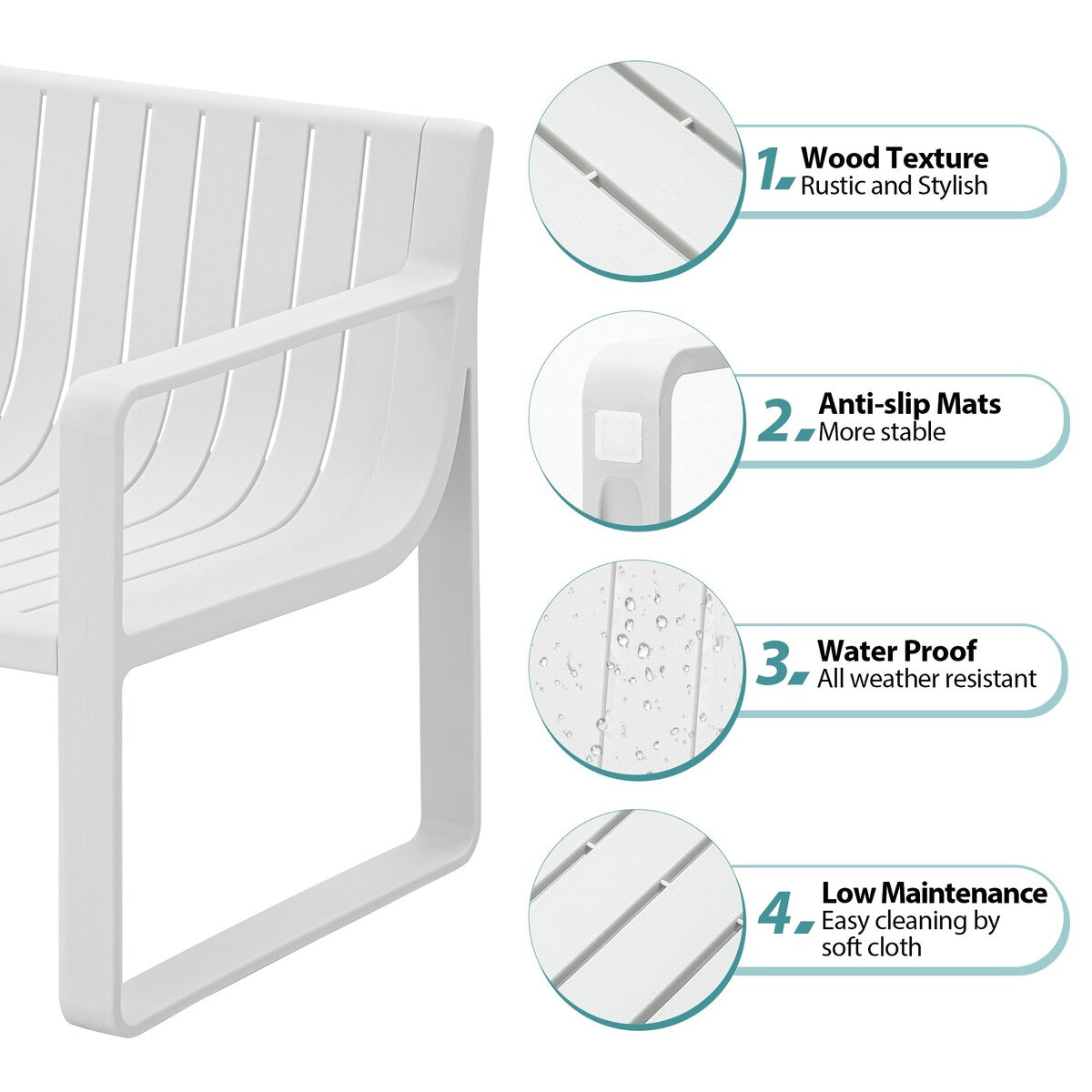 Ensemble de meubles de jardin Werph pour 4 personnes, table et chaises de jardin