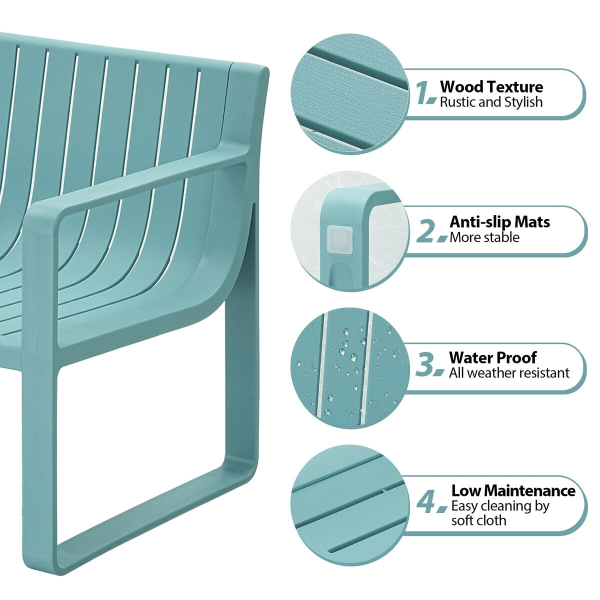 Ensemble de meubles de jardin Werph pour 4 personnes, table et chaises de jardin
