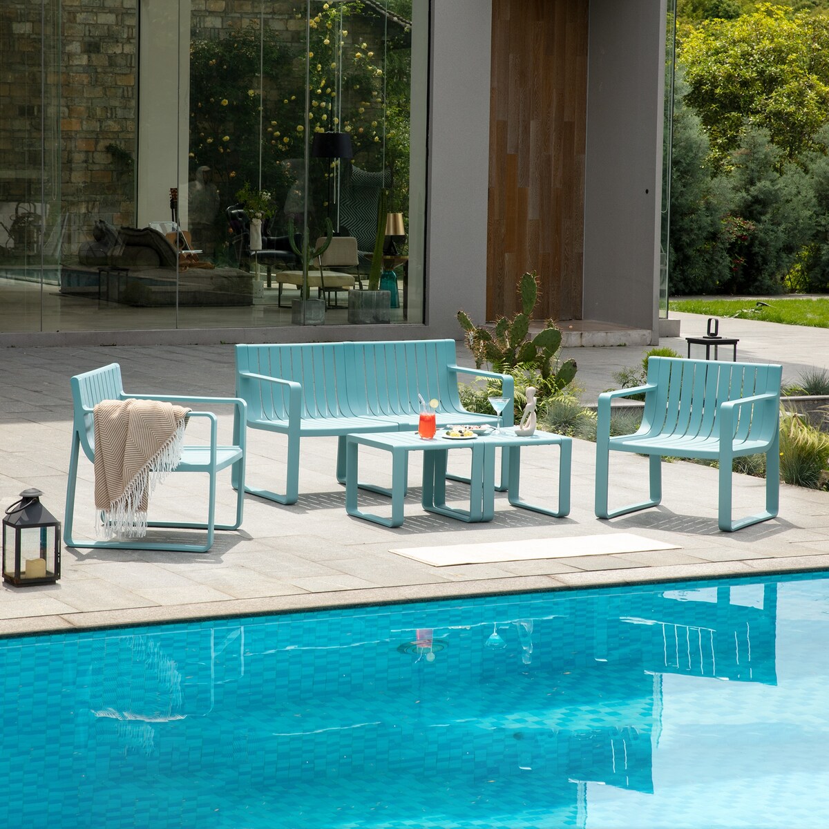 Ensemble de meubles de jardin Werph pour 4 personnes, table et chaises de jardin