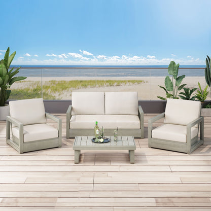 Ensemble de salon de jardin Westchester 4 pièces en acacia par Christopher Knight Home
