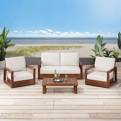 Ensemble de salon de jardin Westchester 4 pièces en acacia par Christopher Knight Home