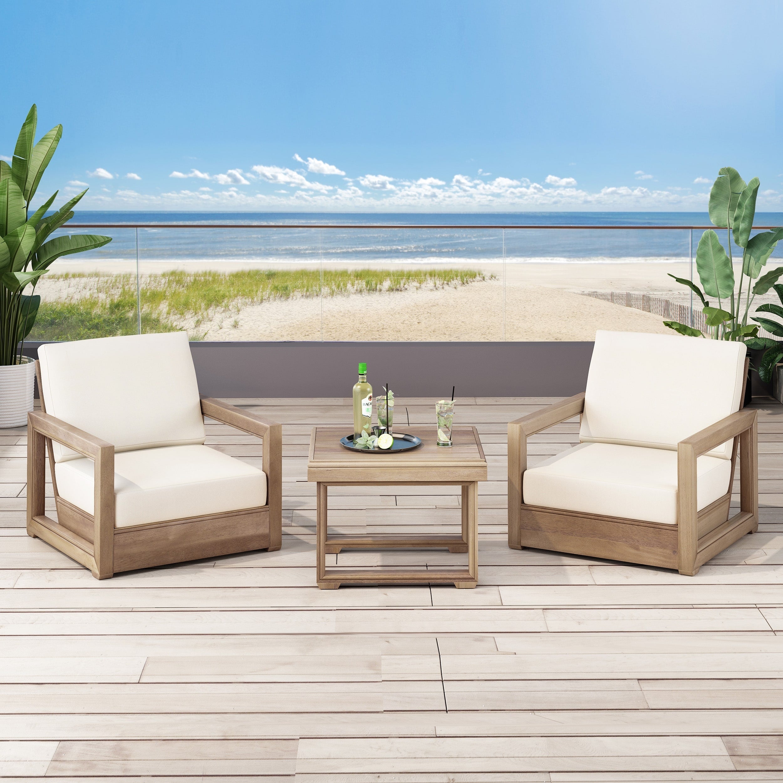 Ensemble de chat en bois d'acacia Westchester par Christopher Knight Home