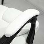 Chaise de bureau en cuir PU blanc avec massage vibrant à 7 points, dossier haut, inclinaison réglable, soutien lombaire et repose-pieds
