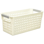 Panier de rangement rectangulaire en plastique blanc avec poignées