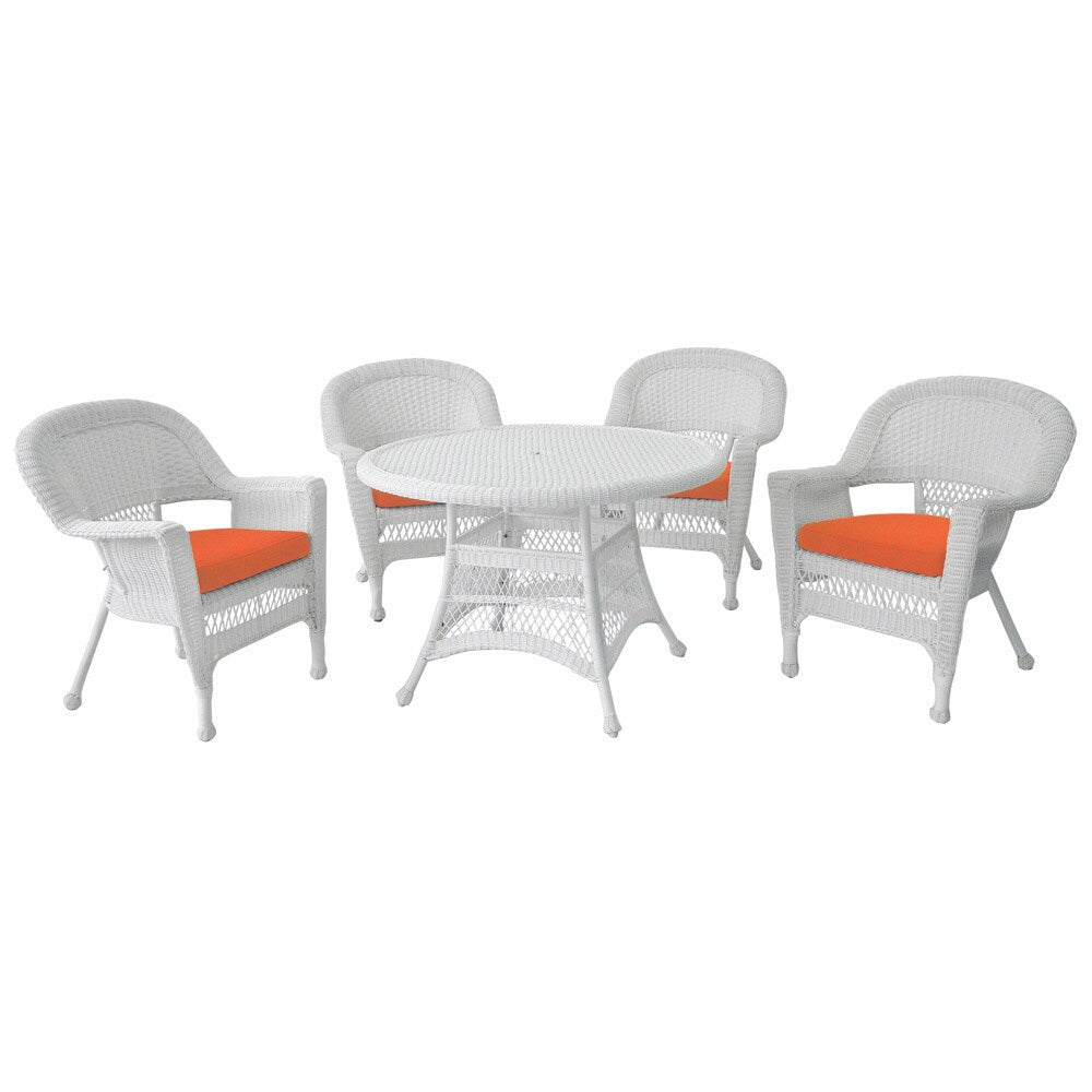 Ensemble de salle à manger 5 pièces en résine tressée blanche