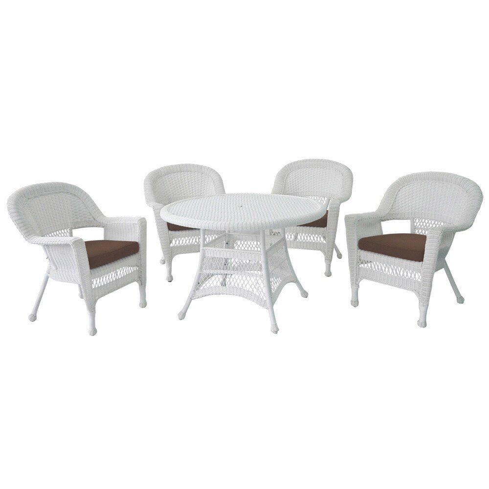 Ensemble de salle à manger 5 pièces en résine tressée blanche