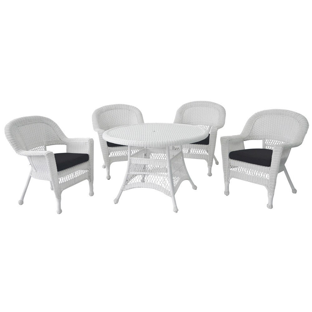 Ensemble de salle à manger 5 pièces en résine tressée blanche