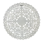 Décoration murale ronde en bois blanc vieilli avec mandala floral (31,5 cm)