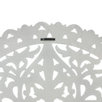 Décoration murale ronde en bois blanc vieilli avec mandala floral (31,5 cm)