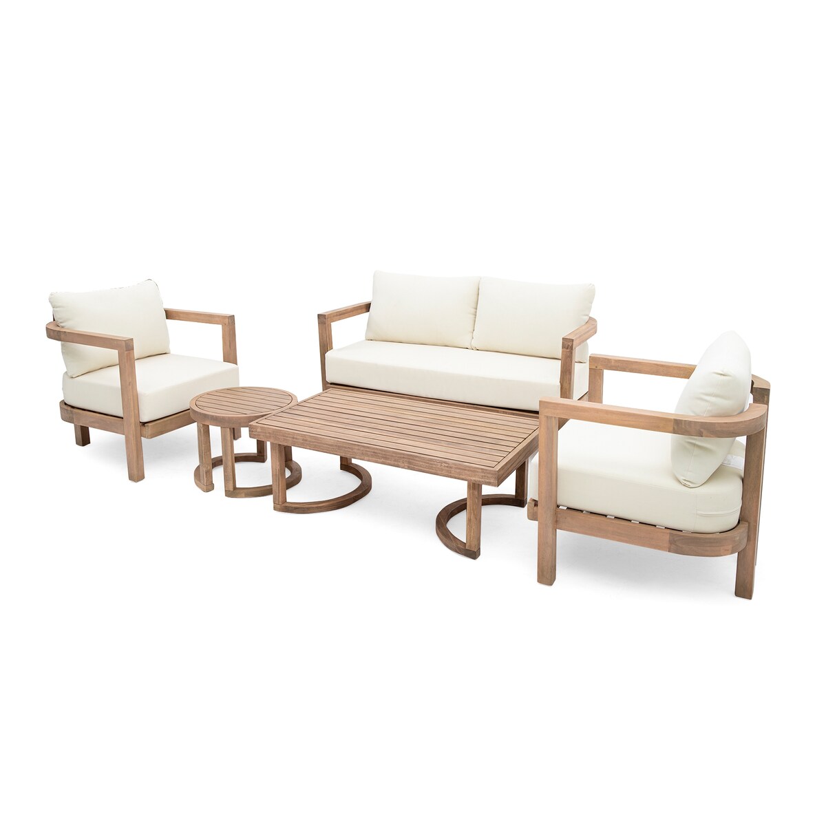 Ensemble de salon de jardin Wichita 5 pièces en bois d'acacia avec coussins par Christopher Knight Home