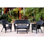 Ensemble de conversation 4 pièces pour patio en osier