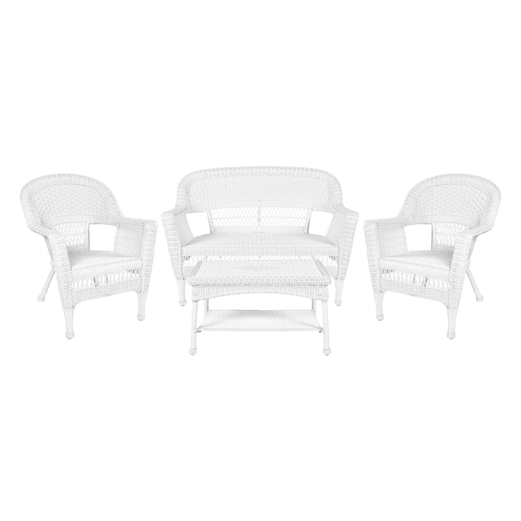 Ensemble de conversation 4 pièces pour patio en osier