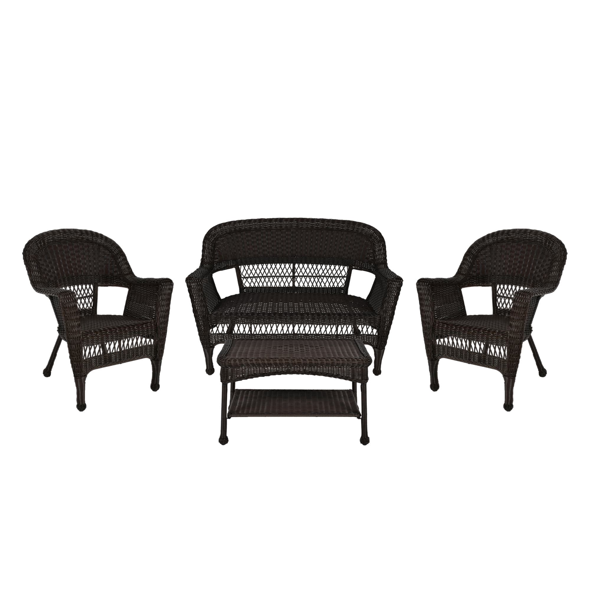 Ensemble de conversation 4 pièces pour patio en osier