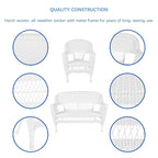 Ensemble de conversation 4 pièces pour patio en osier