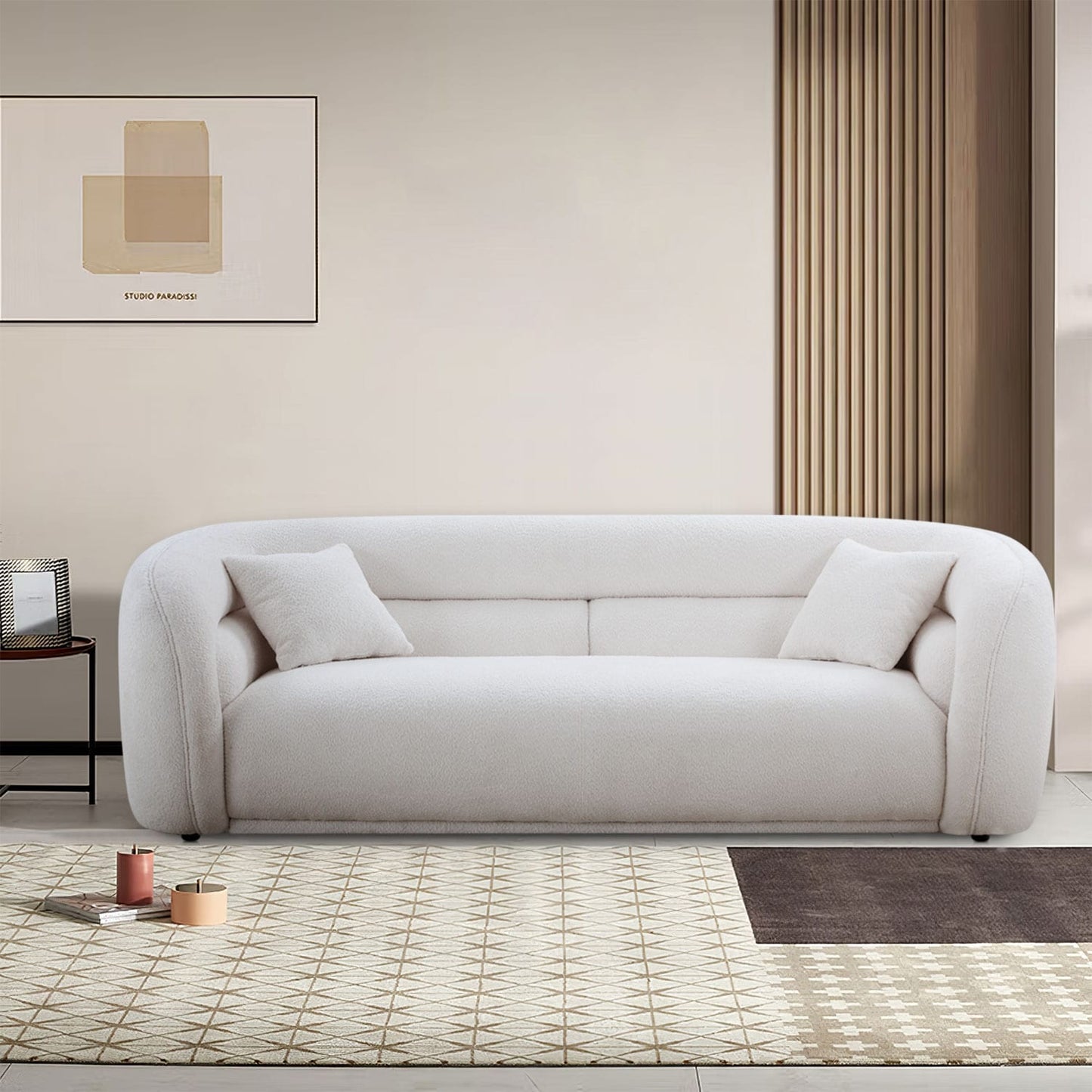 Canapé incurvé rembourré moderne et contemporain de 91 pouces avec 2 coussins pour le salon