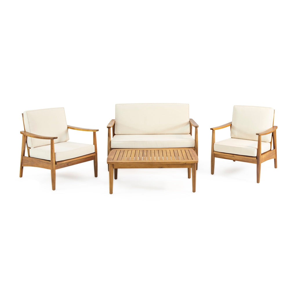 Salon de jardin Willowbrook en bois d'acacia 4 places par Christopher Knight Home