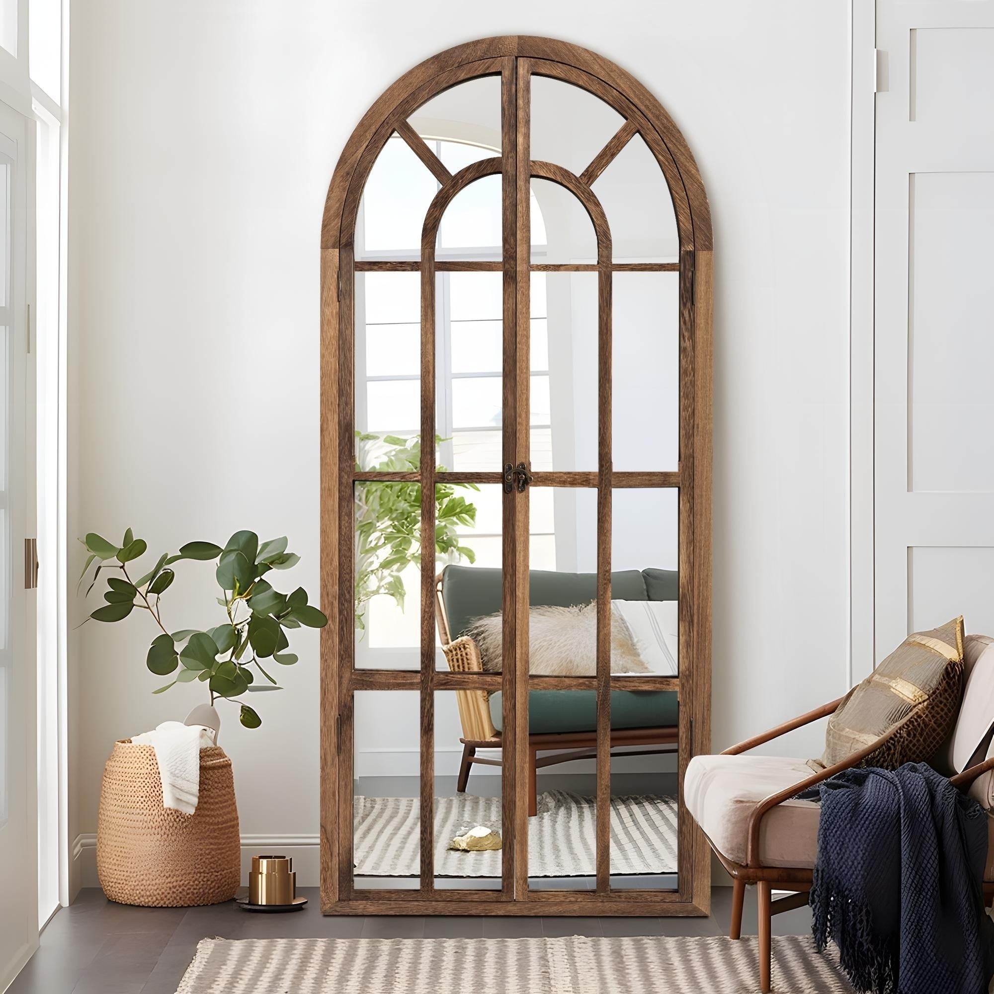 Miroir de fenêtre en bois arqué 71'' L x 31'' l