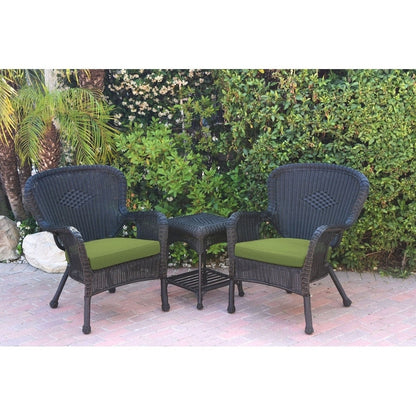 Ensemble de chaises et de tables d'appoint Windsor en osier noir avec coussin de chaise
