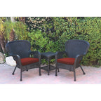Ensemble de chaises et de tables d'appoint Windsor en osier noir avec coussin de chaise