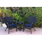 Ensemble de chaises et de tables d'appoint Windsor en osier noir avec coussin de chaise