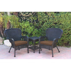 Ensemble de chaises et de tables d'appoint Windsor en osier noir avec coussin de chaise