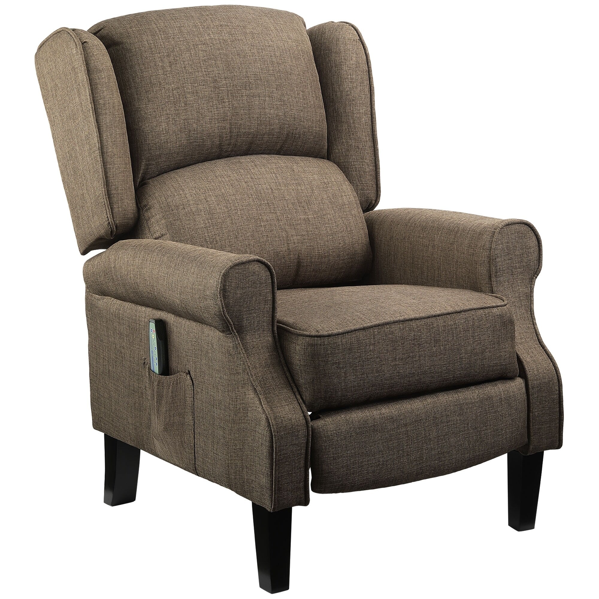 Fauteuil inclinable manuel en lin avec repose-pieds réglable et télécommande filaire