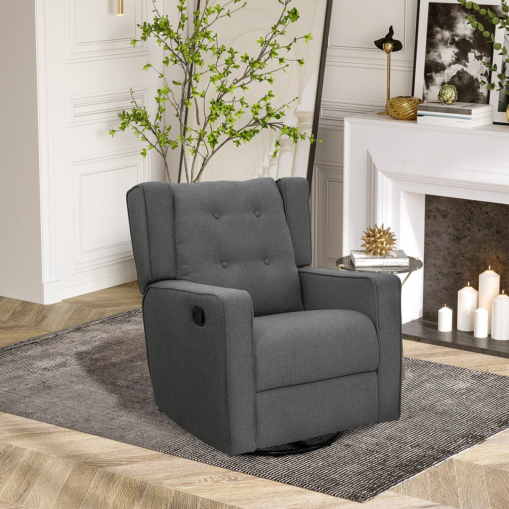 Fauteuil inclinable pivotant à oreilles Fauteuil de cinéma maison Fauteuil capitonné à boutons avec repose-pieds rétractable