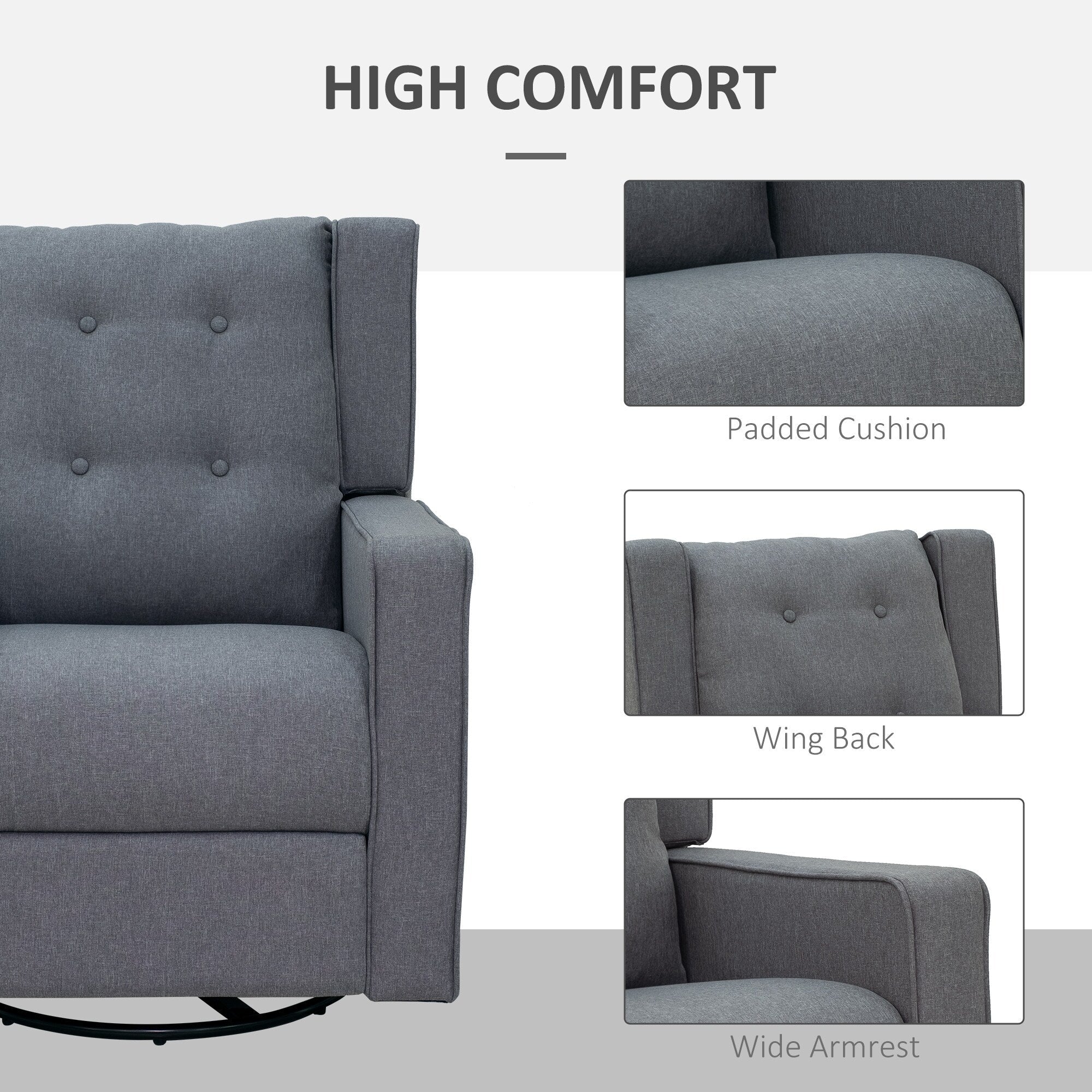 Fauteuil inclinable pivotant à oreilles Fauteuil de cinéma maison Fauteuil capitonné à boutons avec repose-pieds rétractable