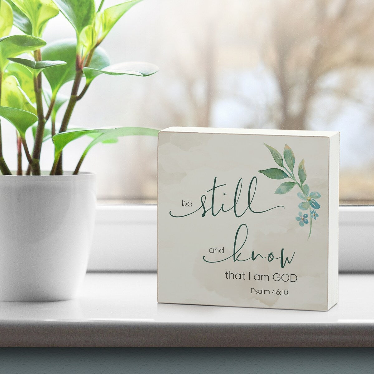 Panneau décoratif en bois avec message « Be Still and Know », carré de 9,5 cm, fabriqué aux États-Unis - Multi-40
