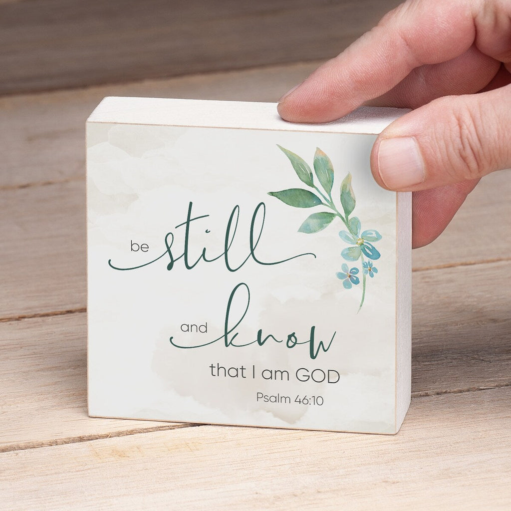 Panneau décoratif en bois avec message « Be Still and Know », carré de 9,5 cm, fabriqué aux États-Unis - Multi-40