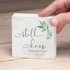 Panneau décoratif en bois avec message « Be Still and Know », carré de 9,5 cm, fabriqué aux États-Unis - Multi-40