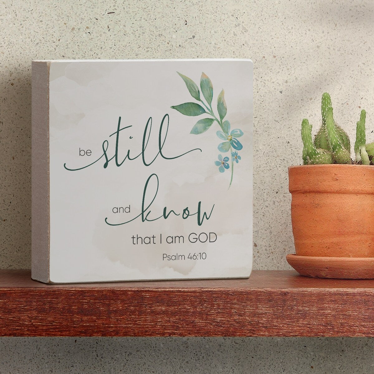 Panneau décoratif en bois avec message « Be Still and Know », carré de 9,5 cm, fabriqué aux États-Unis - Multi-40
