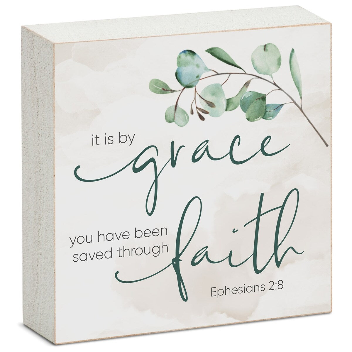 Panneau décoratif en bois avec message « Grace Saved Through Faith », carré de 9,5 cm, fabriqué aux États-Unis - Multi-38
