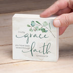 Panneau décoratif en bois avec message « Grace Saved Through Faith », carré de 9,5 cm, fabriqué aux États-Unis - Multi-38