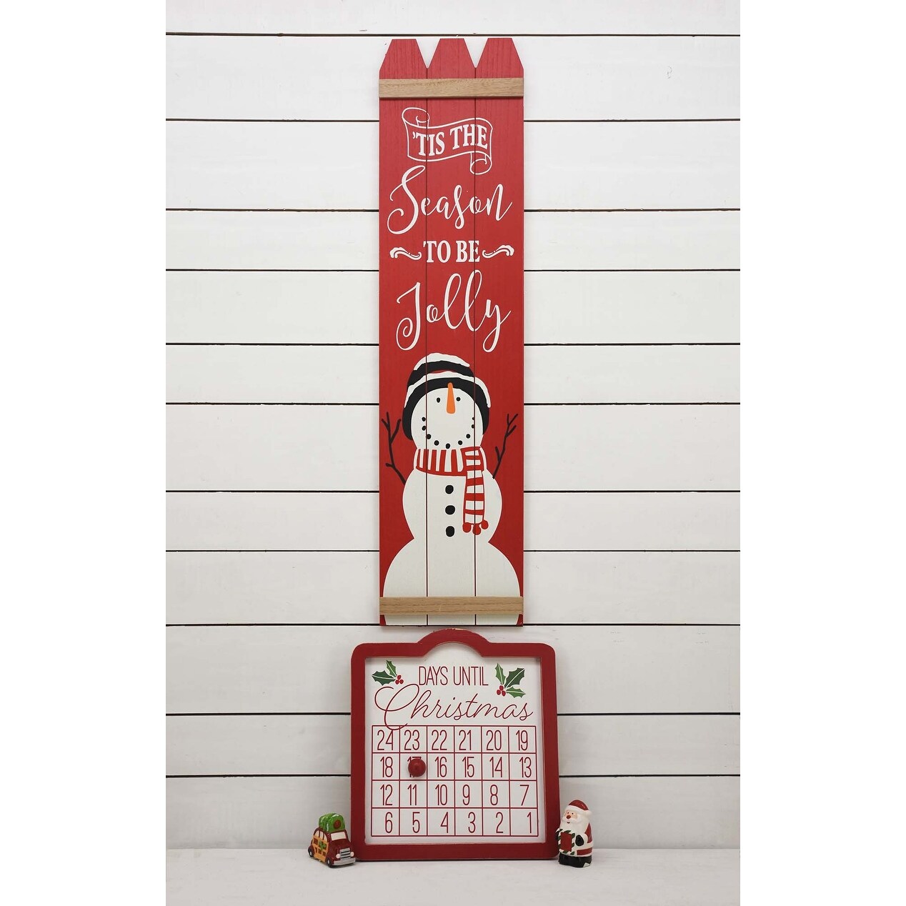 Décoration murale de Noël en bois pour porte d'entrée, rouge