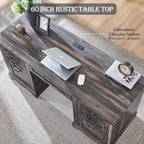 Bureau de direction Farmhouse 60, bureau en bois pour la maison, bureau d'ordinateur