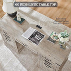 Bureau de direction Farmhouse 60, bureau en bois pour la maison, bureau d'ordinateur