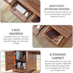 Bureau de direction Farmhouse 60, bureau en bois pour la maison, bureau d'ordinateur