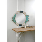 Miroir en bois avec cadre en forme de poisson - Bleu