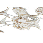 Décoration murale en bois faite à la main, motif poisson nageur, effet vieilli marron - Blanc - Roche River Decor