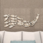 Décoration murale en bois faite à la main, motif poisson nageur, effet vieilli marron - Blanc - Roche River Decor