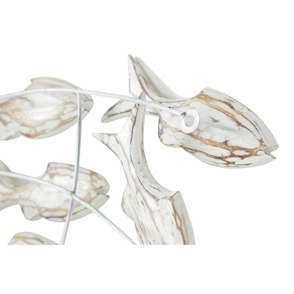 Décoration murale en bois faite à la main, motif poisson nageur, effet vieilli marron - Blanc - Roche River Decor