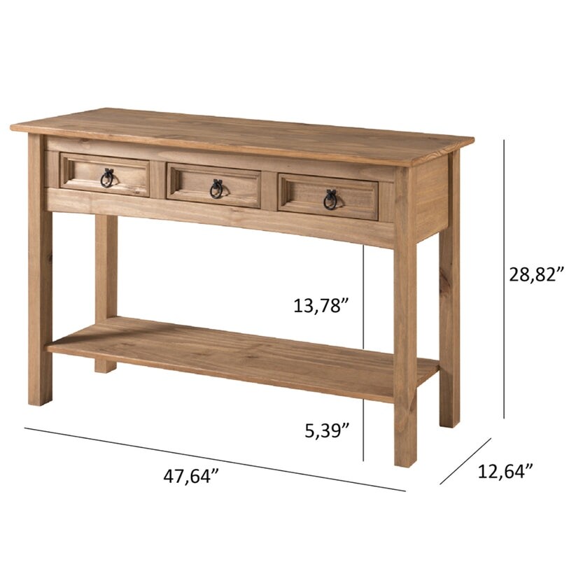Console d'entrée en bois à 3 tiroirs Corona | Furniture Dash - N/A
