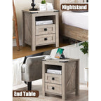 Table de chevet de style ferme avec station de charge, table d'appoint et table d'appoint