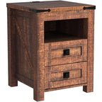 Table de chevet de style ferme avec station de charge, table d'appoint et table d'appoint
