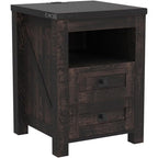 Table de chevet de style ferme avec station de charge, table d'appoint et table d'appoint